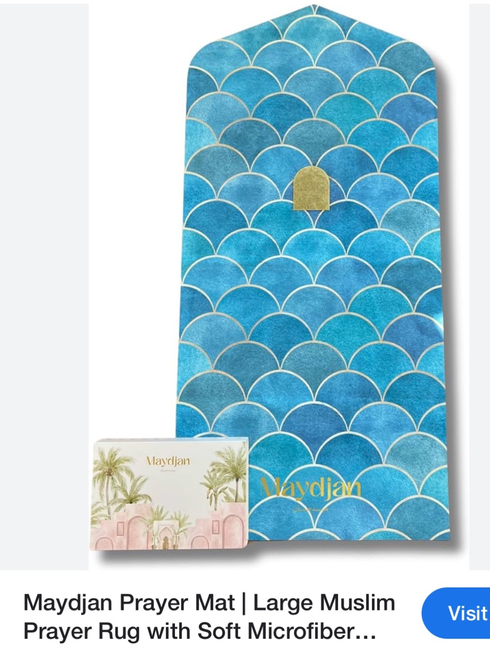 Blue Prayer Mat with Gold Accent